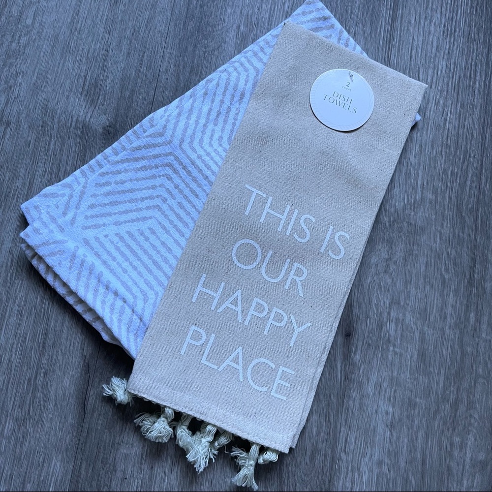 (2) NWT This is Our Happy Place Linen Towels